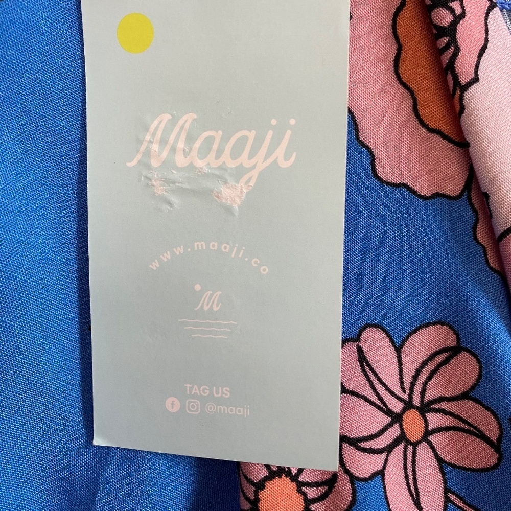 Maaji Floret Kelsey Cover-Up Top, Blue/Orange/Pink Floral, Medium, NWT - Picture 5 of 16